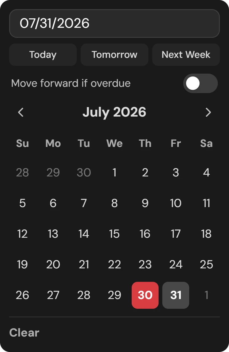 The Dunzo date picker, with a text field that parses typed dates