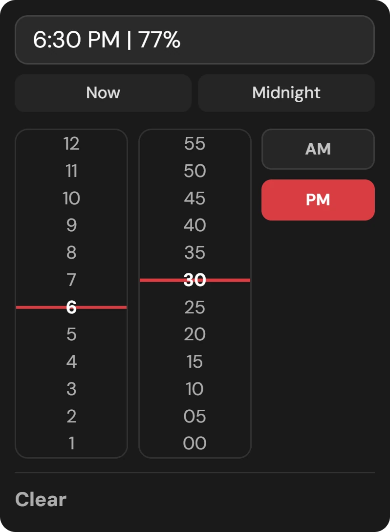 The Dunzo time picker, with a text field that parses typed times