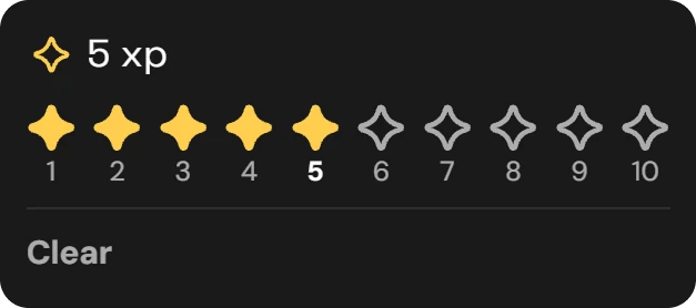 The Dunzo xp picker, can choose from 1-10 xp per task